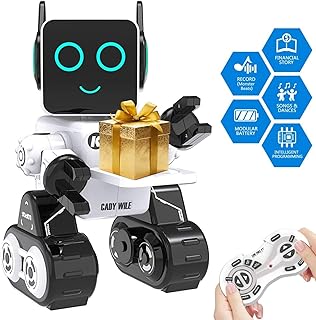 Ok K! okk RC Smart Robot Toys, Educational Stem Toys Robotics for Kids Sing,Dancing,Built-in Piggy Bank,Touch Control, Recorder,Rechargeable Remote Control Robot Kit Gift for Boys Girls (White)
