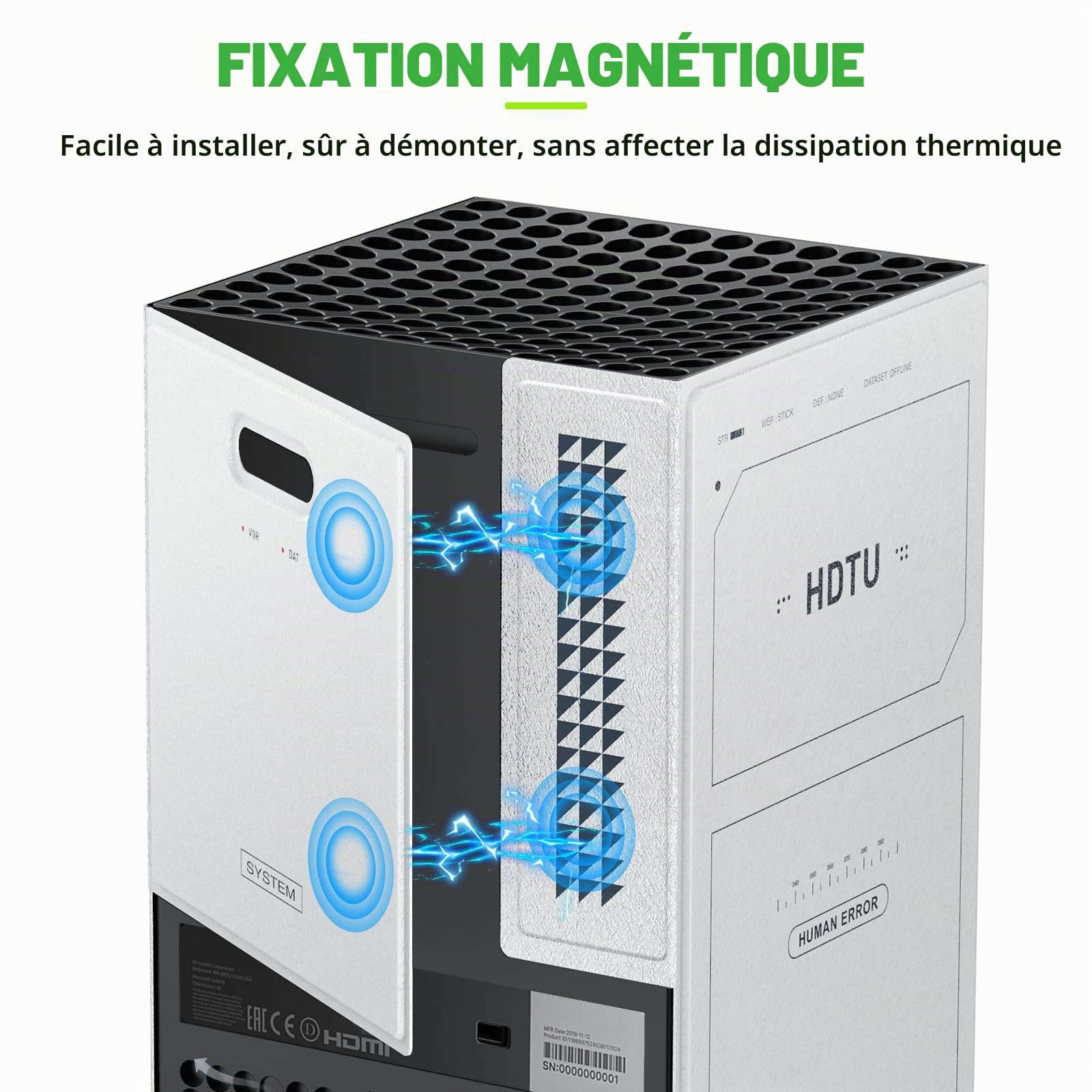WOLIBEAR Magnetic Smart Wraps Étui de Protection pour Console Xbox Series X en Cuir synthétique de qualité supérieure et Doublure intérieure Douce Motif Starfield Edition