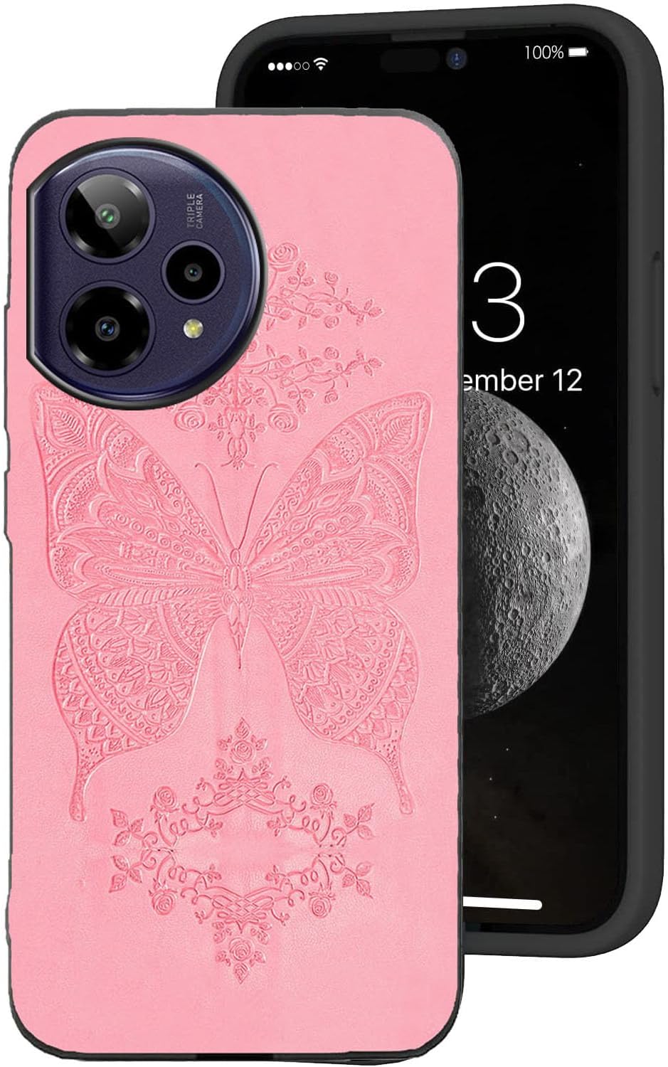 for Cricket Icon Plus 2026 Case Flower Butterfly for Women-Pink