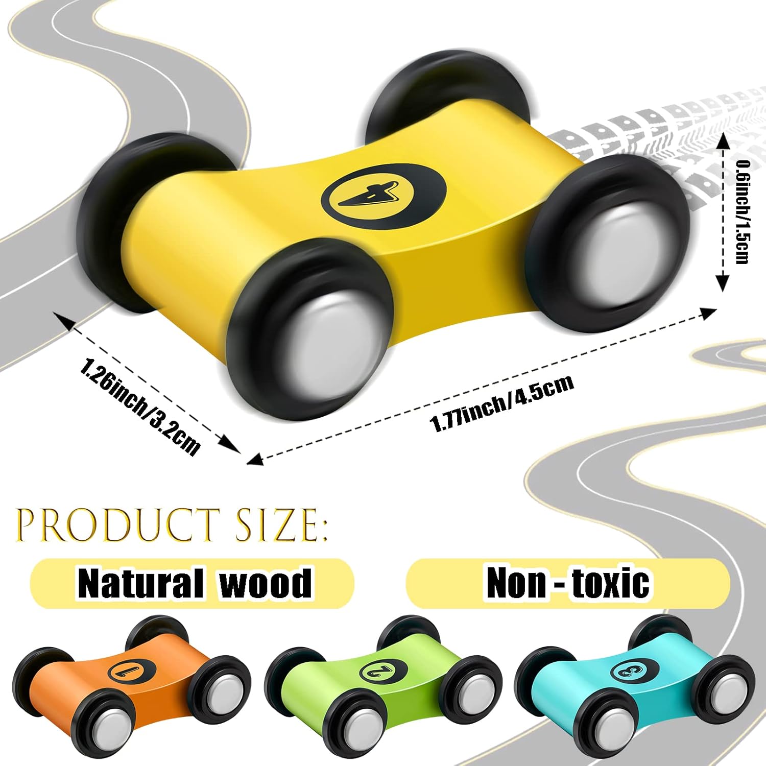 6 Pieces Wooden Mini Car Wooden Car Ramp Race Track Toys, Car Ramp Racer Toy Replacement Vehicle Set Race Party Favors