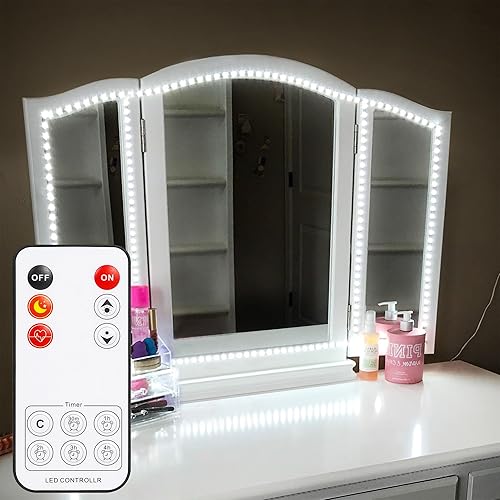 ViLSOM Kit de luces LED para espejo de tocador, 13 pies/13.1 ft, 240 luces LED, espejo de tocador de maquillaje, juego de mesa con atenuador y
