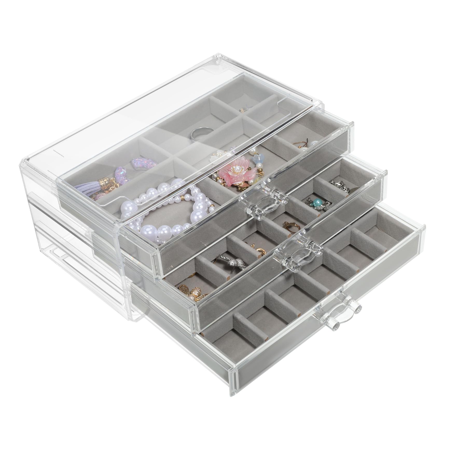 TOYANDONA Portagioie in Plastica con Cassetti, Scomparti Separati, Compatto | Organizer Elegante per Viaggi e Trasferte di Lavoro, Struttura Divisa, Protezione Sicura degli Accessori