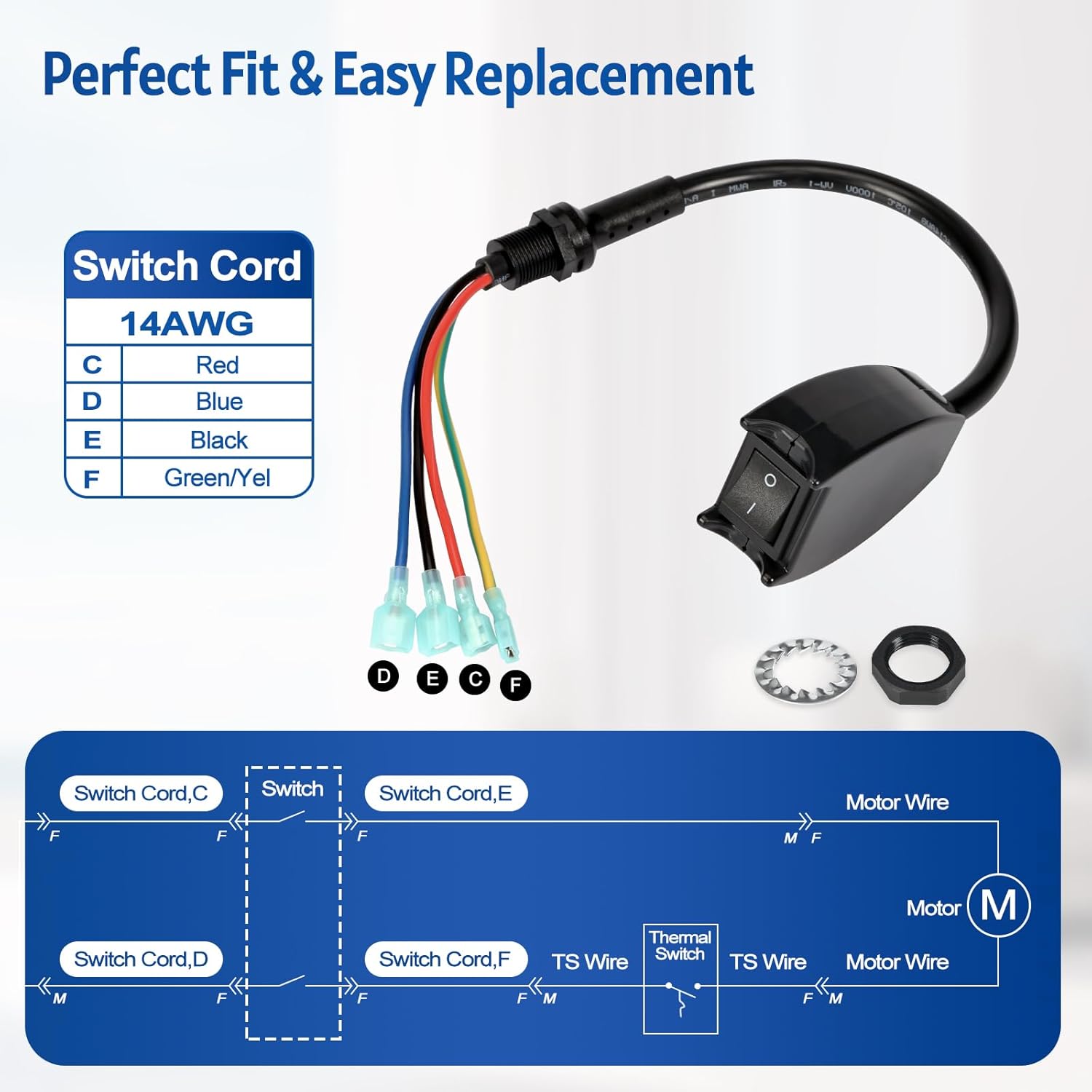 Switch Cord Assembly 101610 Black Box Assembly 120V - Compatible with ProTeam Vacuum Parts, fits for CoachVac, for QuarterVac, for MegaVac, for LineVacer