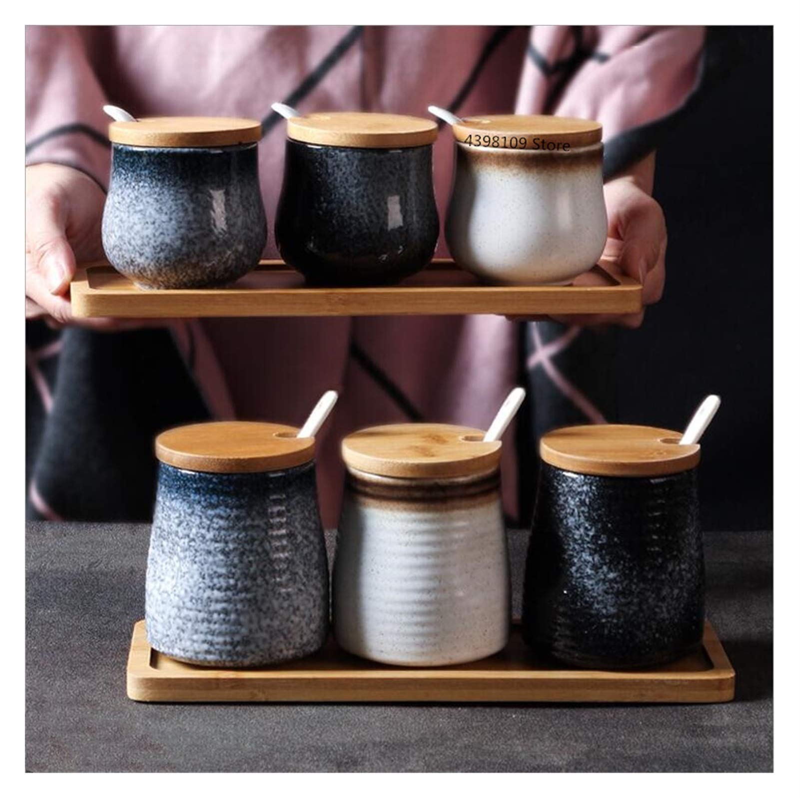 Pot à Épices Céramique Assaisonnement Jar Ensemble Ménage avec couvercle Salon Sel Assaisonnier Jar Fournitures de cuisine Cuisine d'assaisonnement Réservoir de stockage Bocaux à Épices ( Color : 1pcs