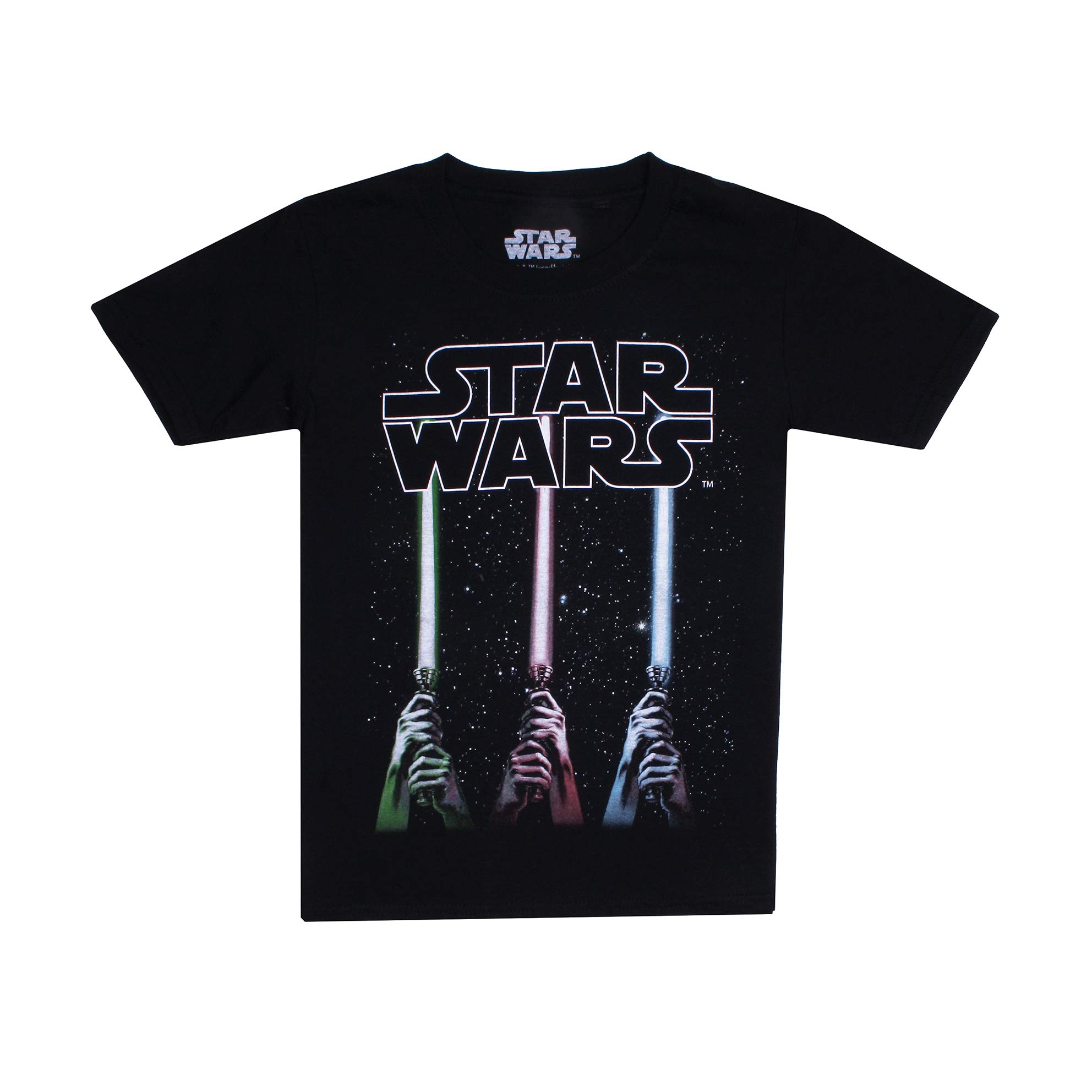 Star Wars Boy's Lightsabers T Shirt, Black (Black Blk), 10-12 Years UK