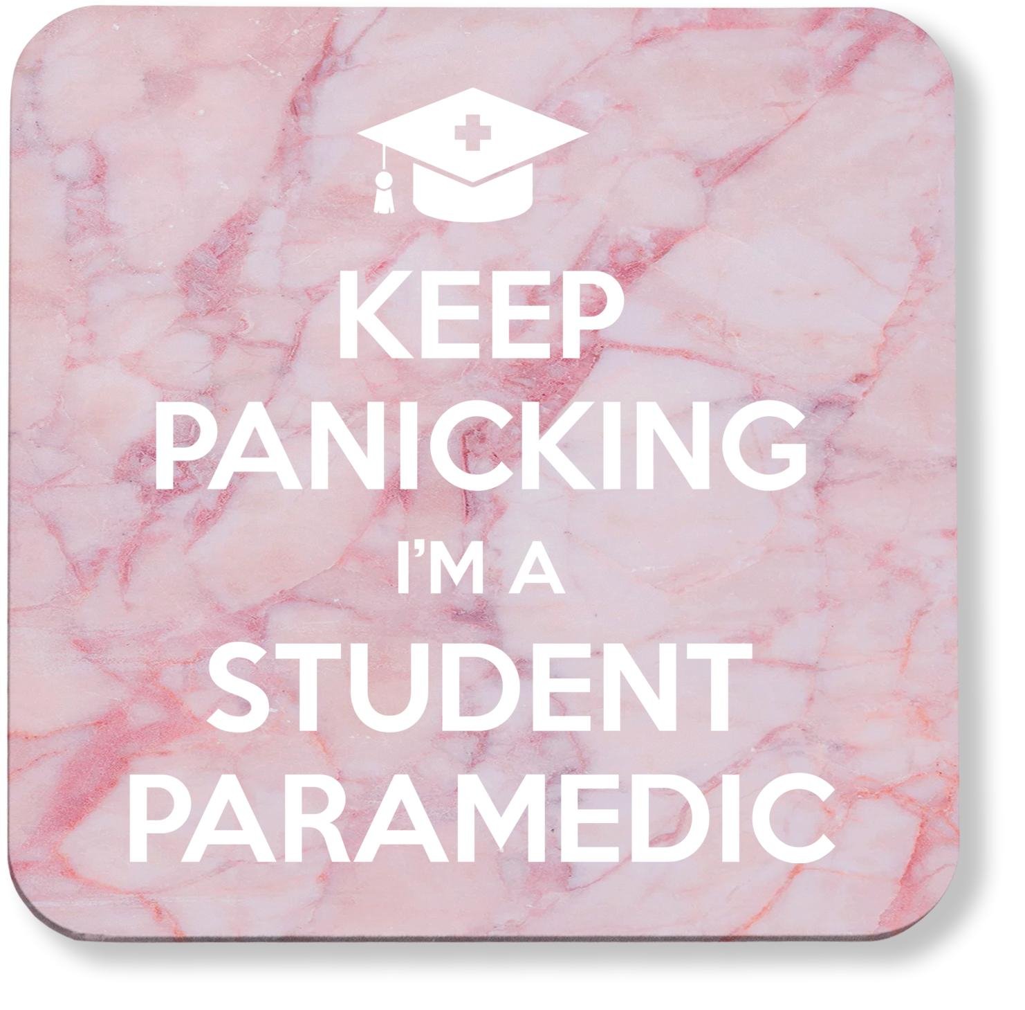 Hippowarehouse Keep panicking I'm a student paramedic printed coaster gloss finish durable backing 9cm x 9cm 2 pack