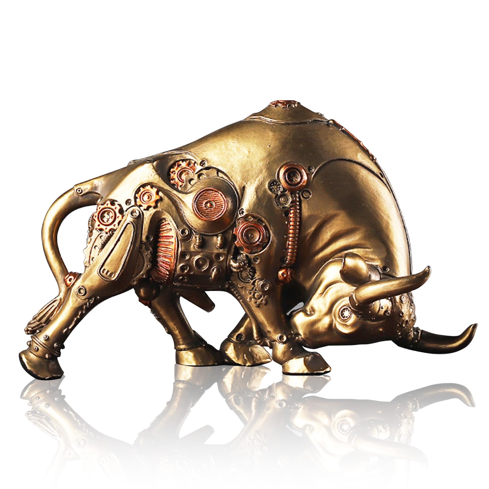 Amazon.co.jp: 雄牛の機械彫像と彫刻、8.8インチ樹脂製雄牛の