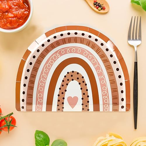 Miniatura 4 de AnyDesign Platos de papel boho arcoíris, desechables, retro, hippie, vajilla decorativa para suministros de fiesta de cumpleaños, decoración de mesa