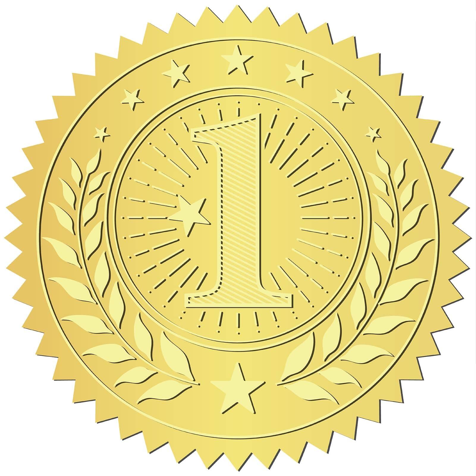 CRASPIRE 408Pcs No.1 Gold Foil Embossed Stickers 2" Self Adhesive Envelopes Seals Sticker Labels for Award Wedding Invitation Graduation Corporate Certificates Diplomas Gift Wrapping Decor