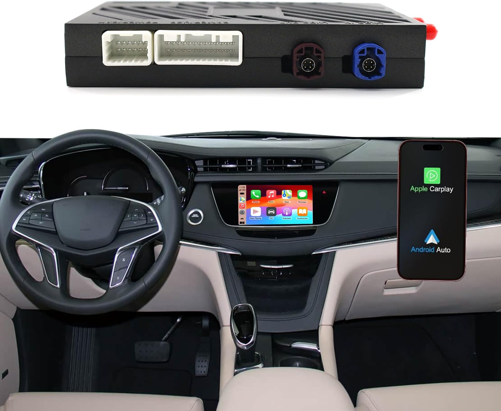Wireless Carplay Retrofit Kit for Buick and for Cadillac Interface Box,Supports Wireless CarPlay Android Auto Fit for Original Car Radio Upgrade GPS Navigation Support Mirror Link,Backup Camera, Siri