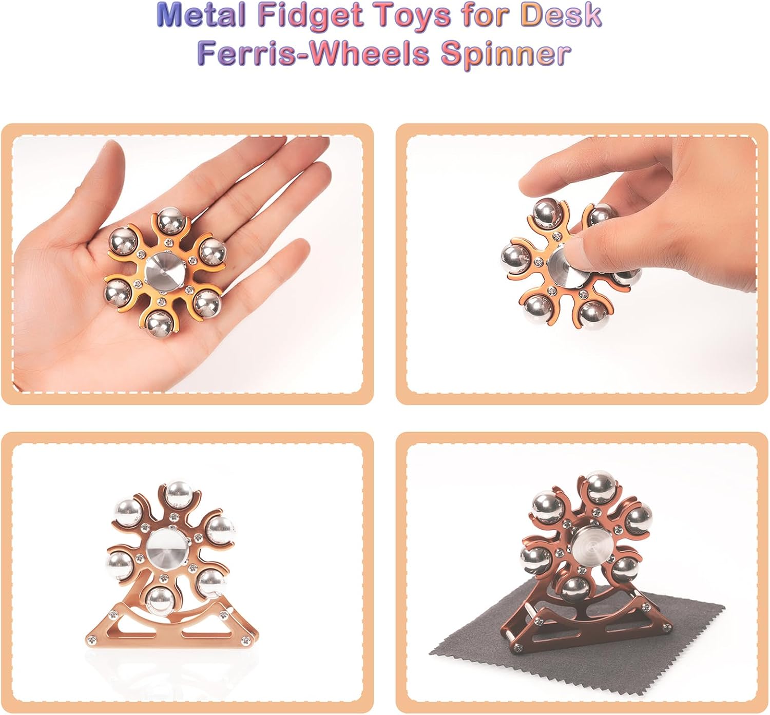 Desk-Fidget-Toys Ferris-Wheels-Spinner: Metal Kinetic-Fidget-Spinner 4mins, EDC-Toy Cool-Gadgets for School Office Christmas, ADHD Tools Gift Cool-Stuff Stress Relief Gift for Kid Children Teen Adult