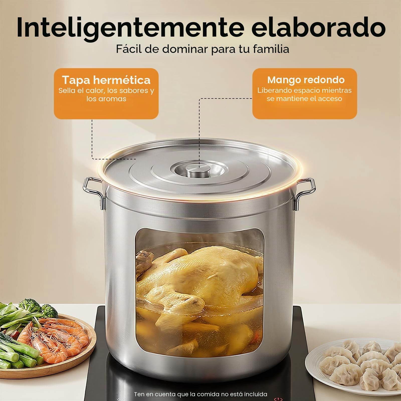 Olla universal de 100 L, con tapa y cesta, grandes barriles de acero inoxidable, para celebraciones familiares, comerciales