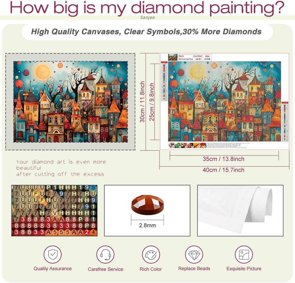 Sanjee Fantasy Towns Diamond Art Painting Kits for Adults, 16×12In image 4