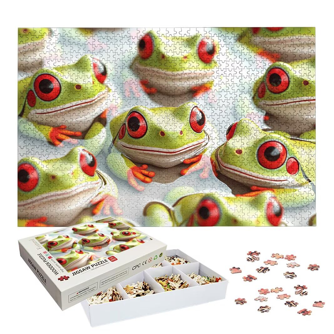 Puzzle 1500 Piezas, Puzzle Rana de Madera para Adultos, Regalos -2344