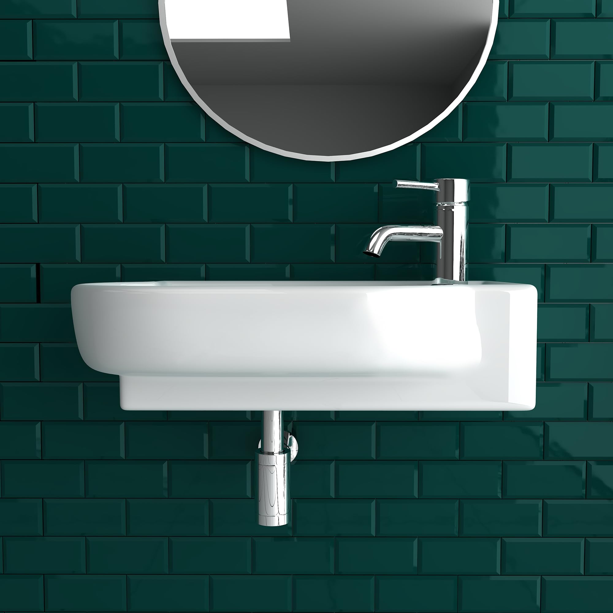 Alpenberger Waschbecken Bad Waschtisch 45 cm Breit Eckig Oval | Handwaschbecken Kleines Waschbecken Gäste WC & Badezimmer | Hängewaschbecken für Waschplätze | Gästewaschbecken Schmal Mini waschbecken