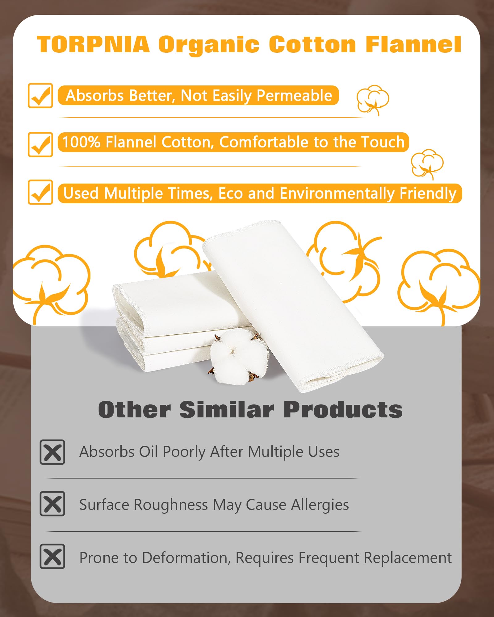 TORPNIA Organic Cotton Flannel For Castor Oil