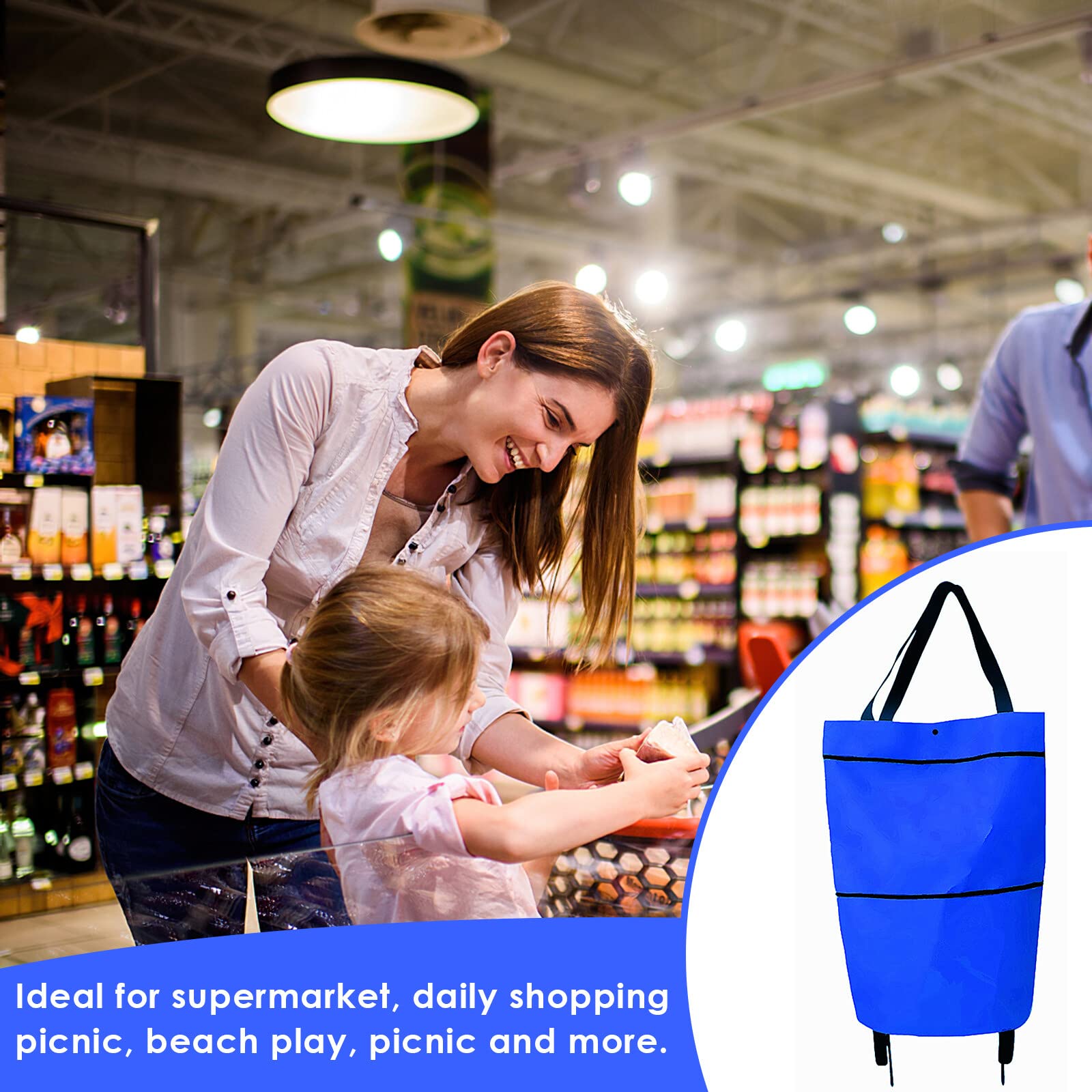 Carrello Spesa Pieghevole Leggero | 20kg Carico, 25lt Capacità, Ruote Grandi - Foto 11