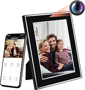 Hidden Camera Photo Frame, No Audio 2.4G&amp;5G Spy Picture Frame Camera, 1080P HD Dual Band WiFi Camera, Indoor Nanny Cam with Motion Detection Live Feed for Family House Security up to 128GB