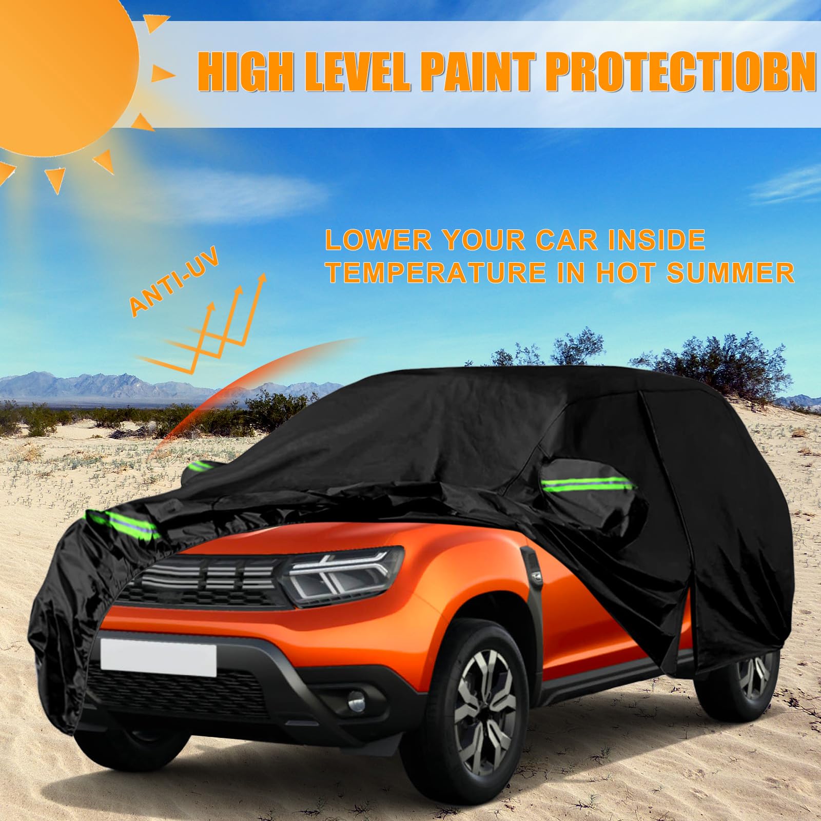 Telo Copriauto Sostituzione per Dacia Duster 2010-2023, Copertura Auto Protettiva Dell'auto, Telone per Auto Garage Completo Impermeabile Strisce Riflettenti Completo PE