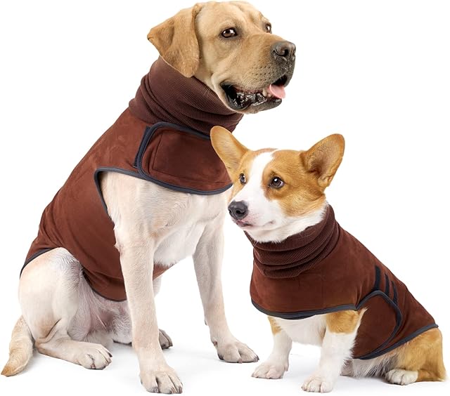 HEYWEAN Turtleneck Dog Jumper Puppy Coat Dog Sweater Soft Suede Vest Warm Pet Winter Clothes for Small Medium Large Dogs Pullover