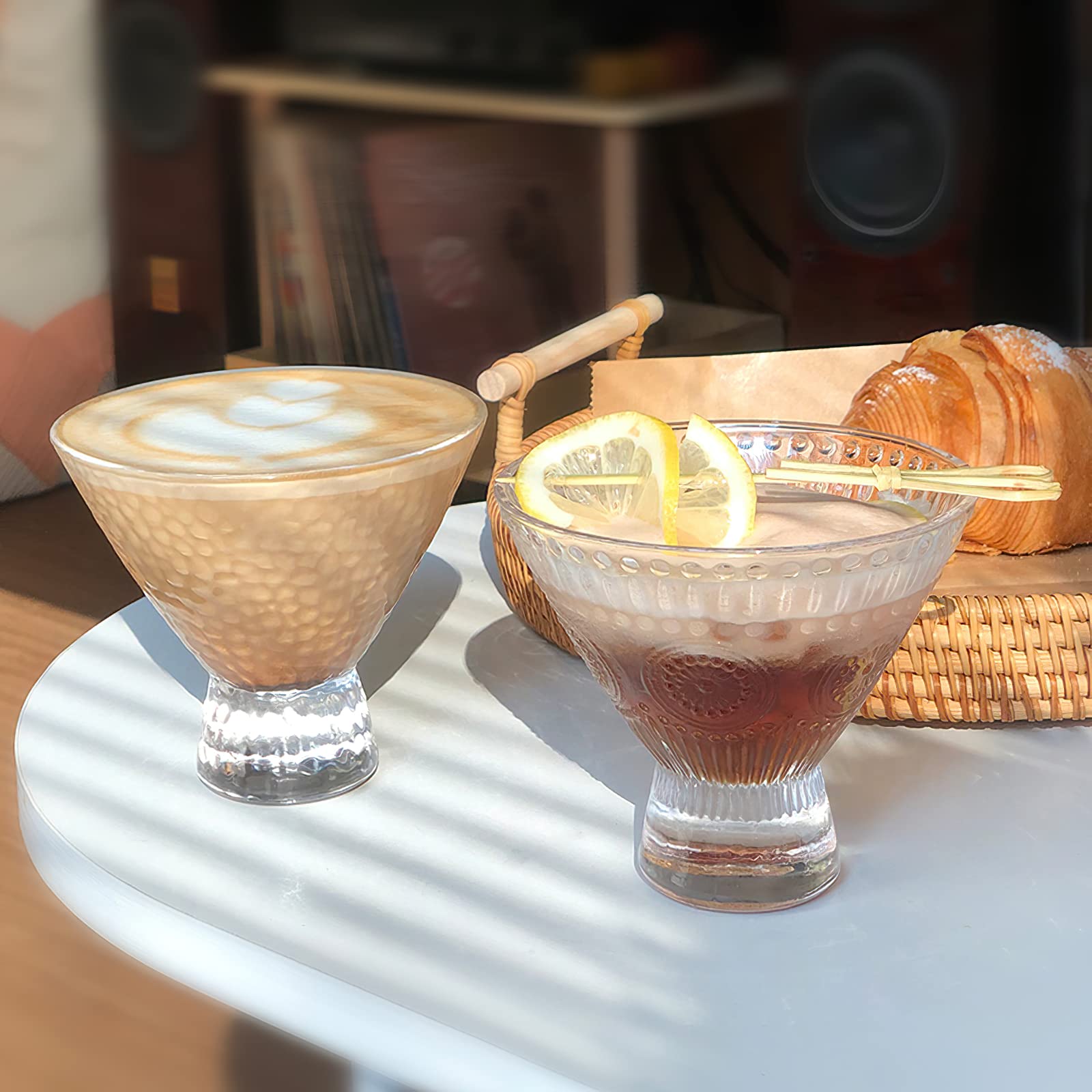 Kingrol 6 sztuk kieliszków do Martini bez nóżki, szklanki koktajlowe, 237 ml szklane miski deserowe, mini miski, idealne wyroby szklane do domowego baru, restauracji, na imprezę