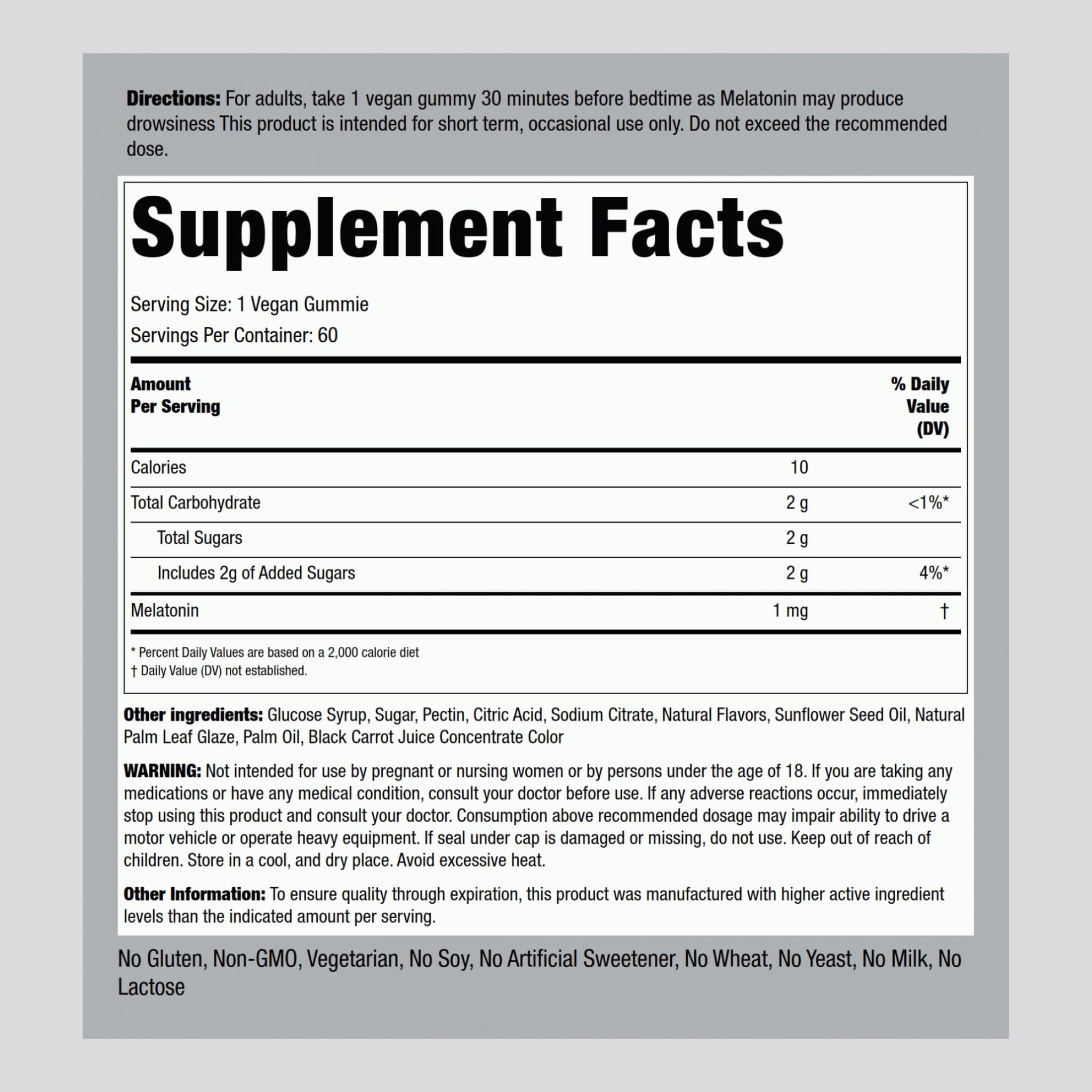 Piping Rock Melatonin Gummies 1 mg | 60 Count — Amazon image 2