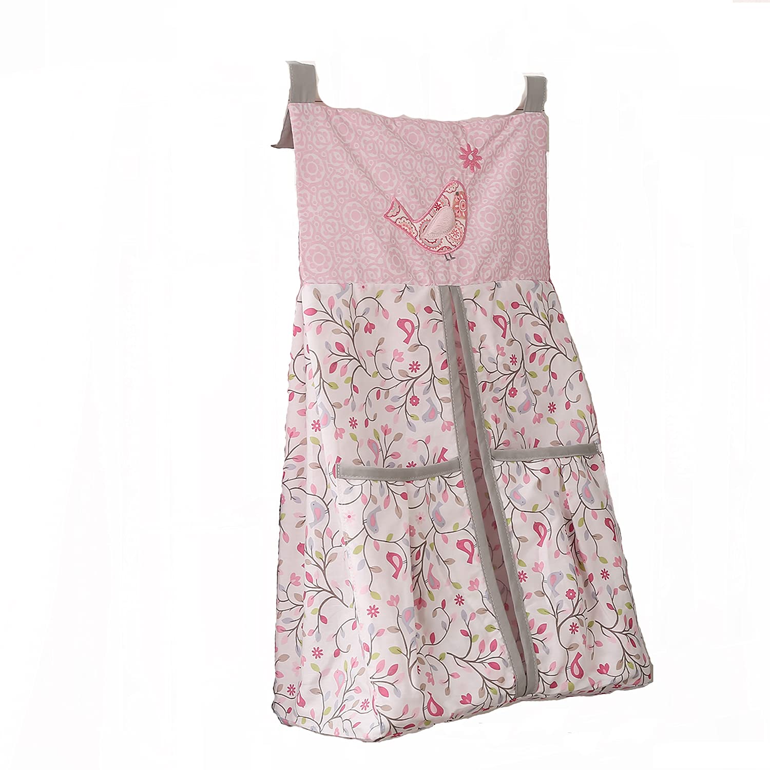Embroidery Crib Diaper Stacker Pink Birds/Grey Stripe Sports/Brown Sports/Beige Crocodile/Blue Whale Arrow/Green Elephant/Pink Monkey Elephant Giraffe Crib Diaper Hanging Bag (Pink Bird)-image-37