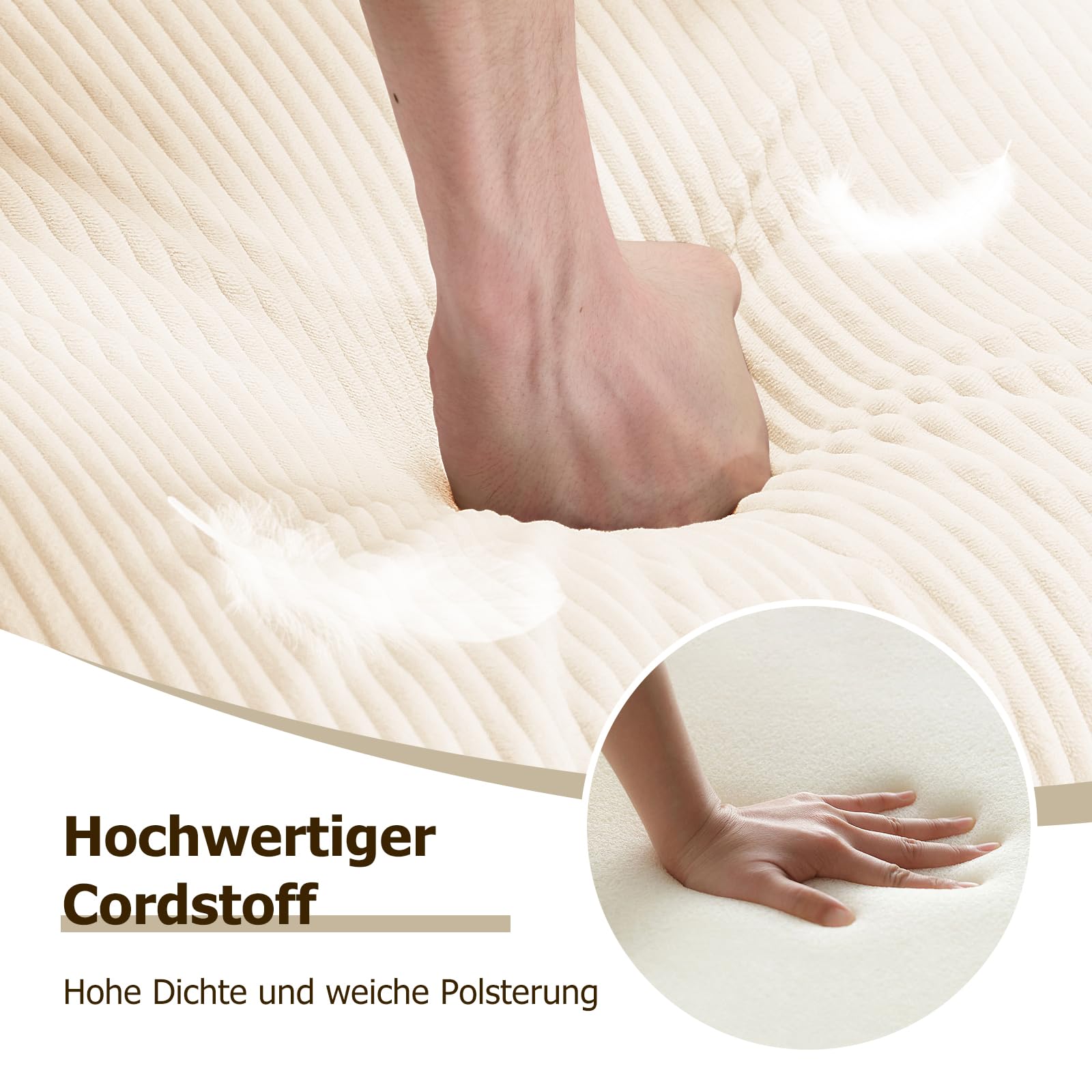Poltrona Salotto Scandinava, Poltrona Camera da Letto con struttura in metallo, Poltroncina Imbottita Sedie Sala da Pranzo con Braccioli per Soggiorno Camera da Letto Sale da Pranzo, Beige