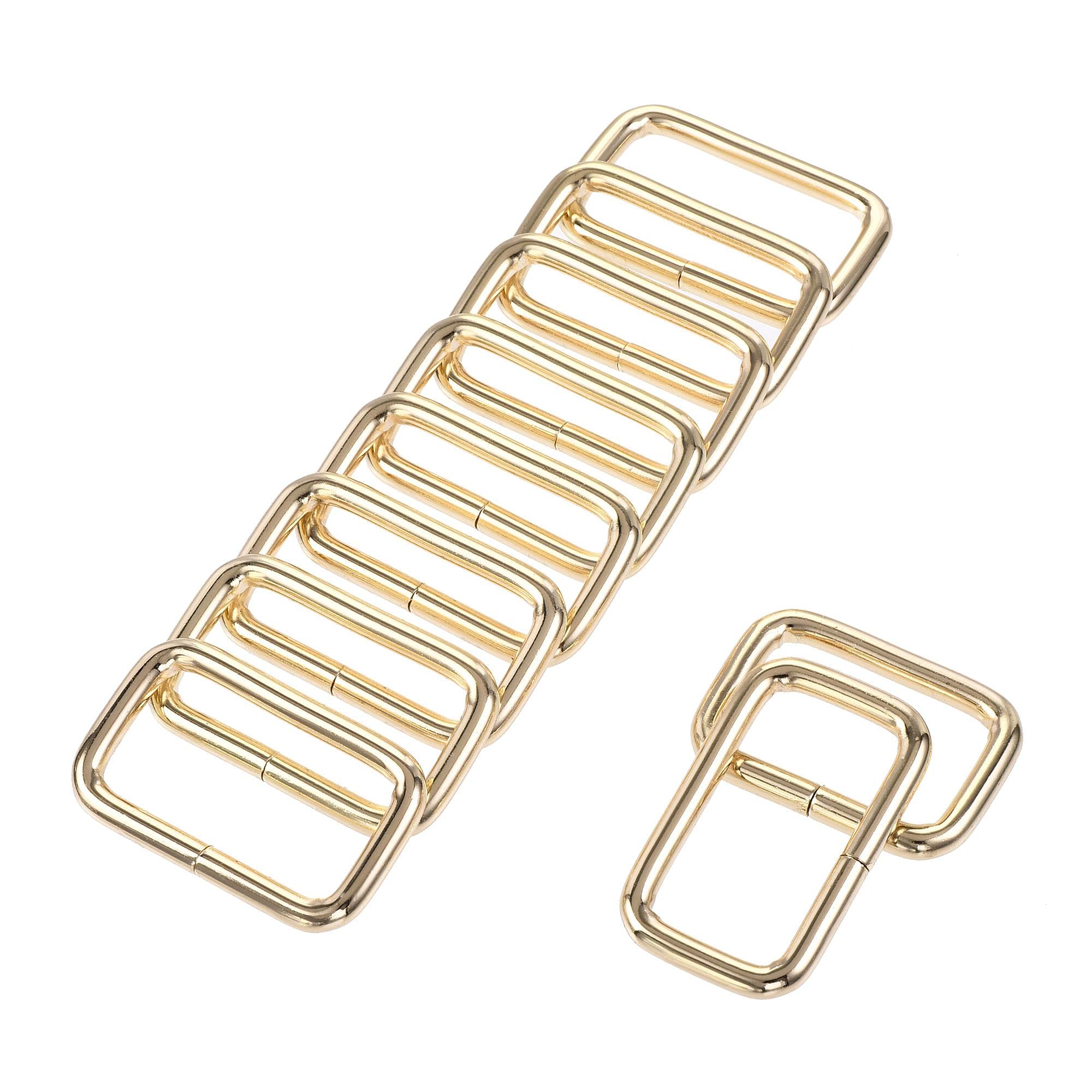 sourcing map Metal Rectangle Ring Buckles 38x20mm for Bags Belts DIY Gold Tone 10pcs