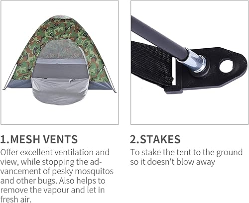 Miniatura 5 de Tienda de campaña de camuflaje para 3-4 personas, tienda de campaña familiar instantánea, impermeable, portátil, impermeable, para senderismo,