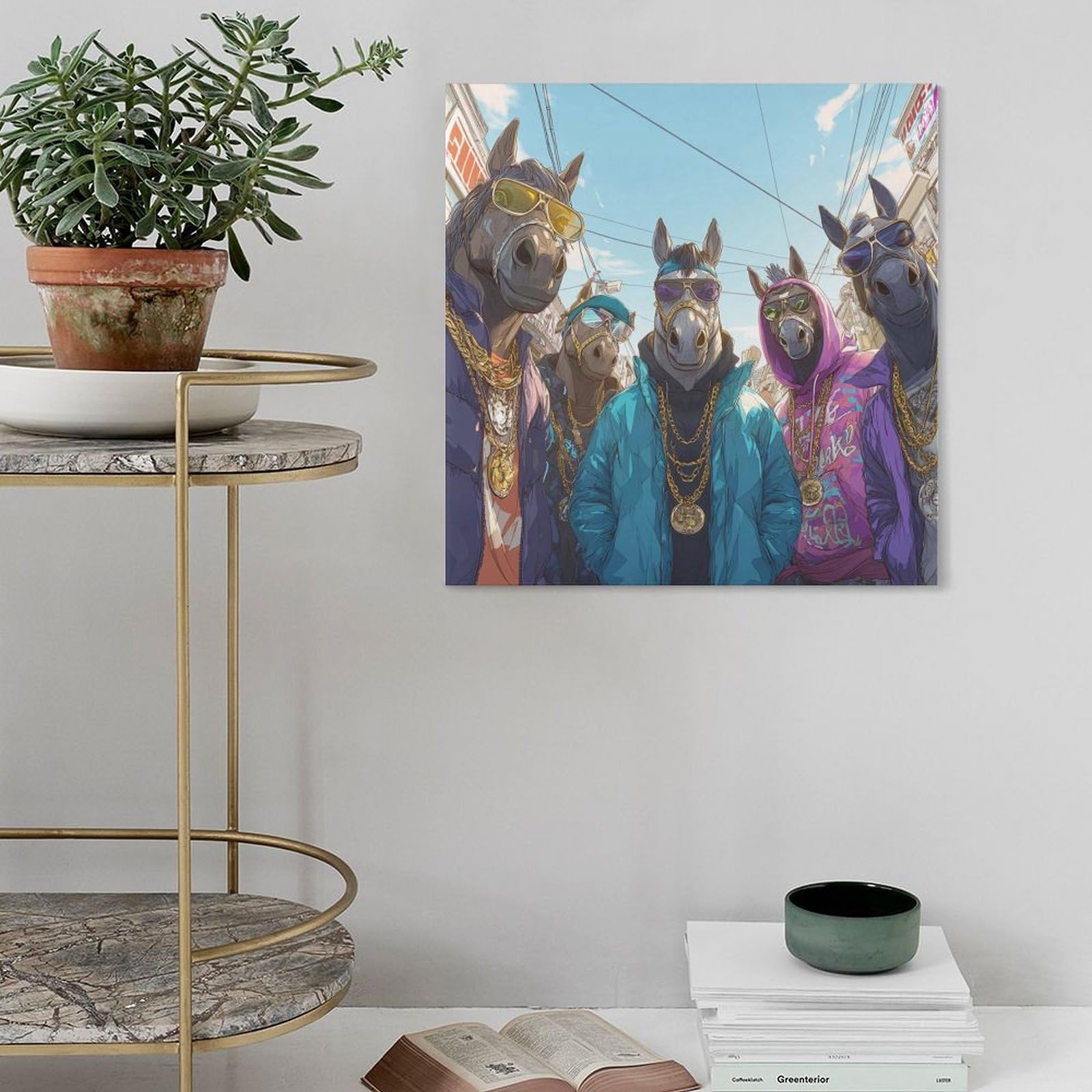 Tela in stile hip hop, ritratto di animali alla moda, arte da parete, poster per camera da letto, decorazione per ufficio, stanza, regalo, 50,8 cm di lunghezza x 50,8 cm di larghezza