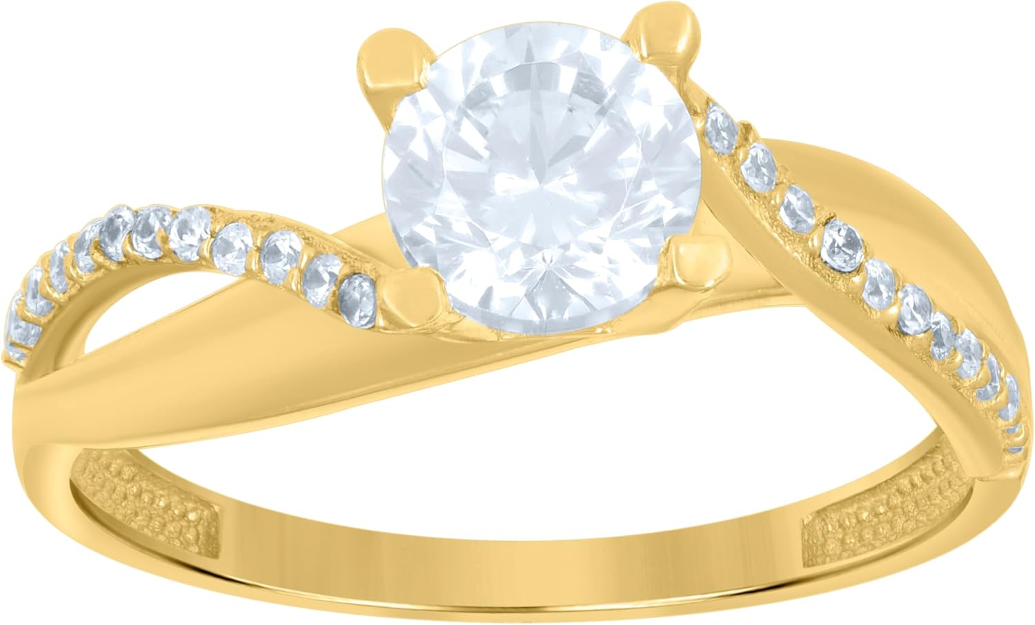 Jewels By Lux 14kt Yellow Gold Womens Cubic-Zirconia Bridal Anniversary Engagement Wedding Ring