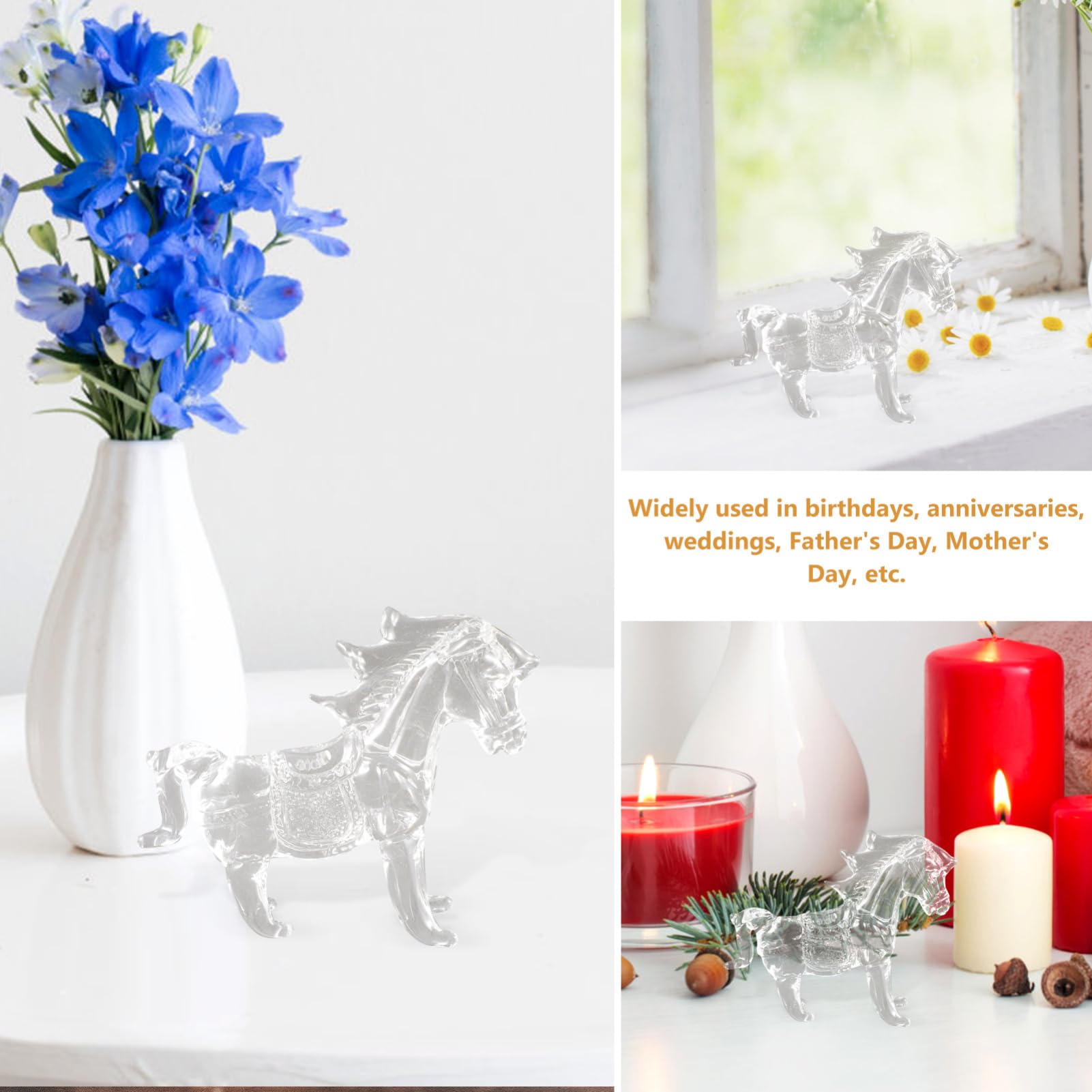 IMIKEYA 5st Kristall-pferdeornamente Entzückende Figur Klare Pferdeskulptur Chihuahua- Wohndekoration Kranztierfiguren Dekorative Pferdefigur Statue DIY-Statue Transparent