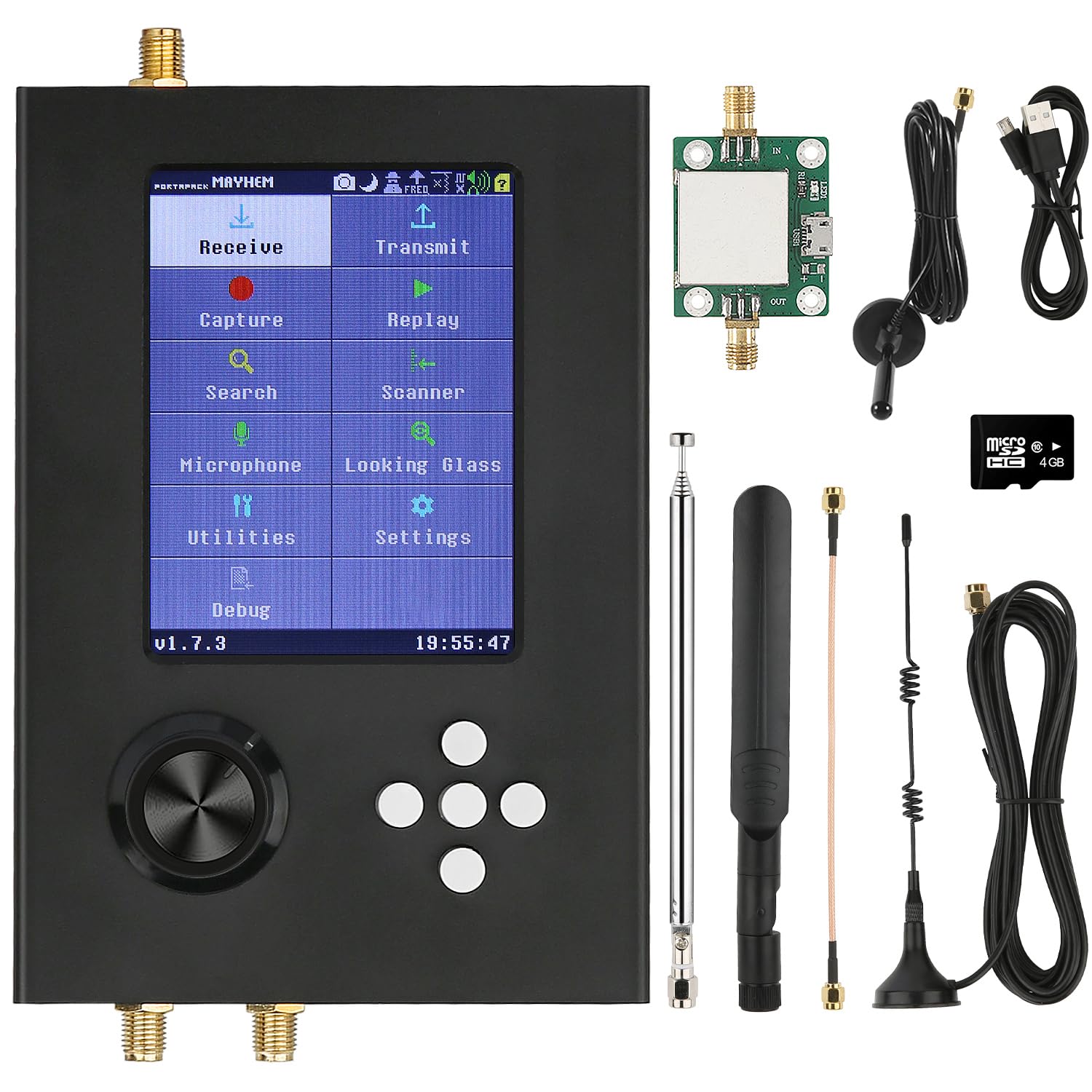 Portapack H2, 3.2in TFT Touch Screen Radio Transceiver 1MHz-6GHz, SDR Radio Receiver Kit for Communication, 3.5mm Audio Jack USB Charge, Built-in Speaker and 2000mAh Lithium Battery