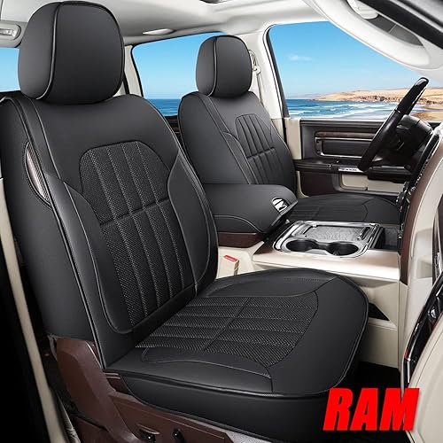 Truckiipa Juego completo de fundas de asiento para Dodge Ram, cobertura completa, fundas de asiento de automóvil de lujo, protector de cuero