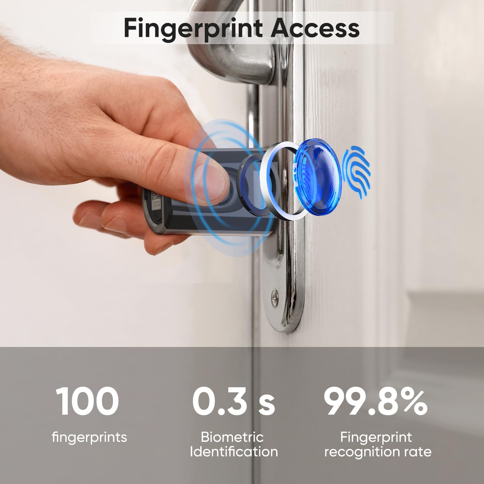 RUILON Serrure connectee porte entree - IP65 Serrure biometrique avec 3 cartes RFID, Cylindre empreinte digitale Longueur de cylindre 40x30 réglable pour des portes de 50-100 mm d'épaisseur TouchEBL41