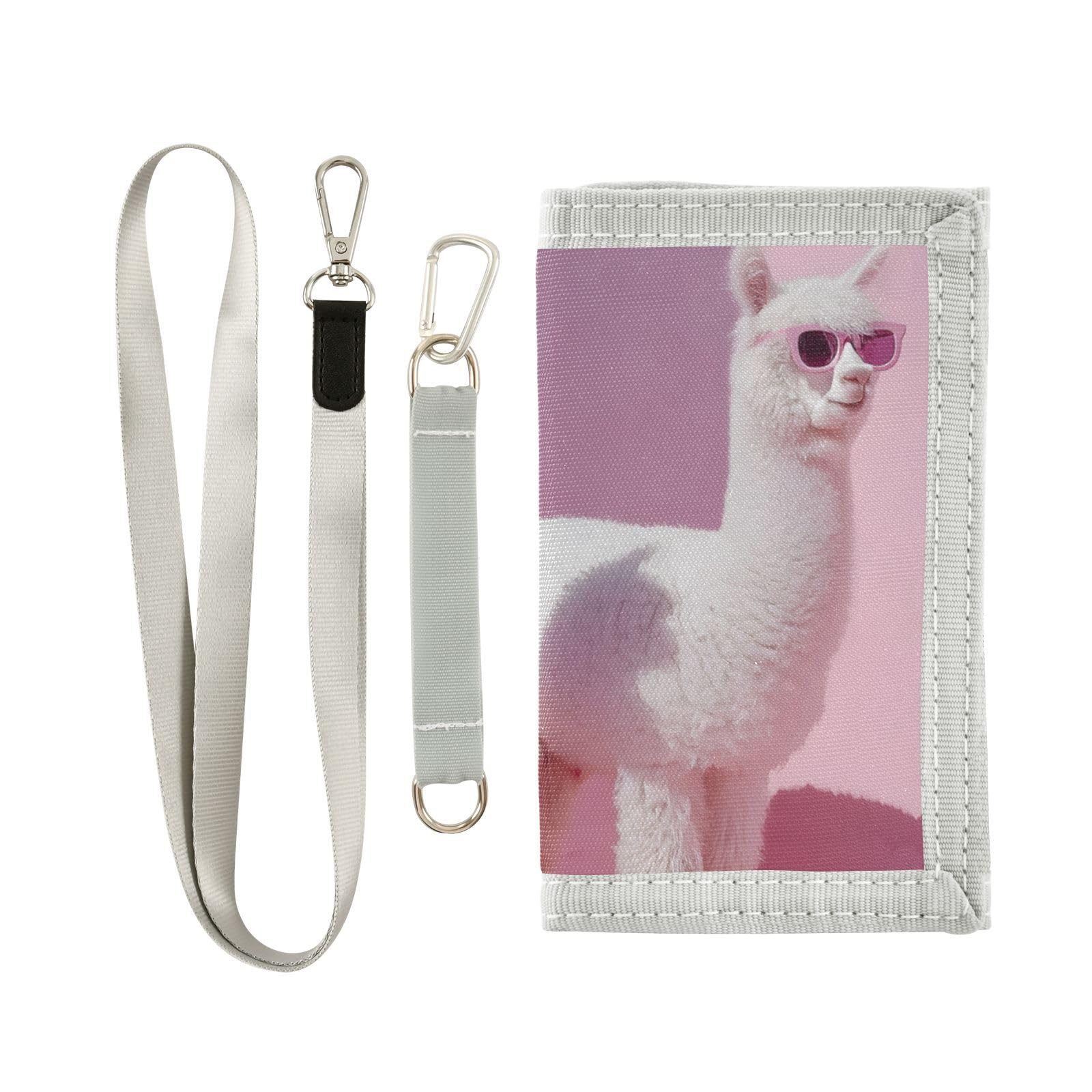 FOLIOSA Llama Model Kids Wallet for Boys Girls Youth, Compact Fabric 4.9×2.9 in