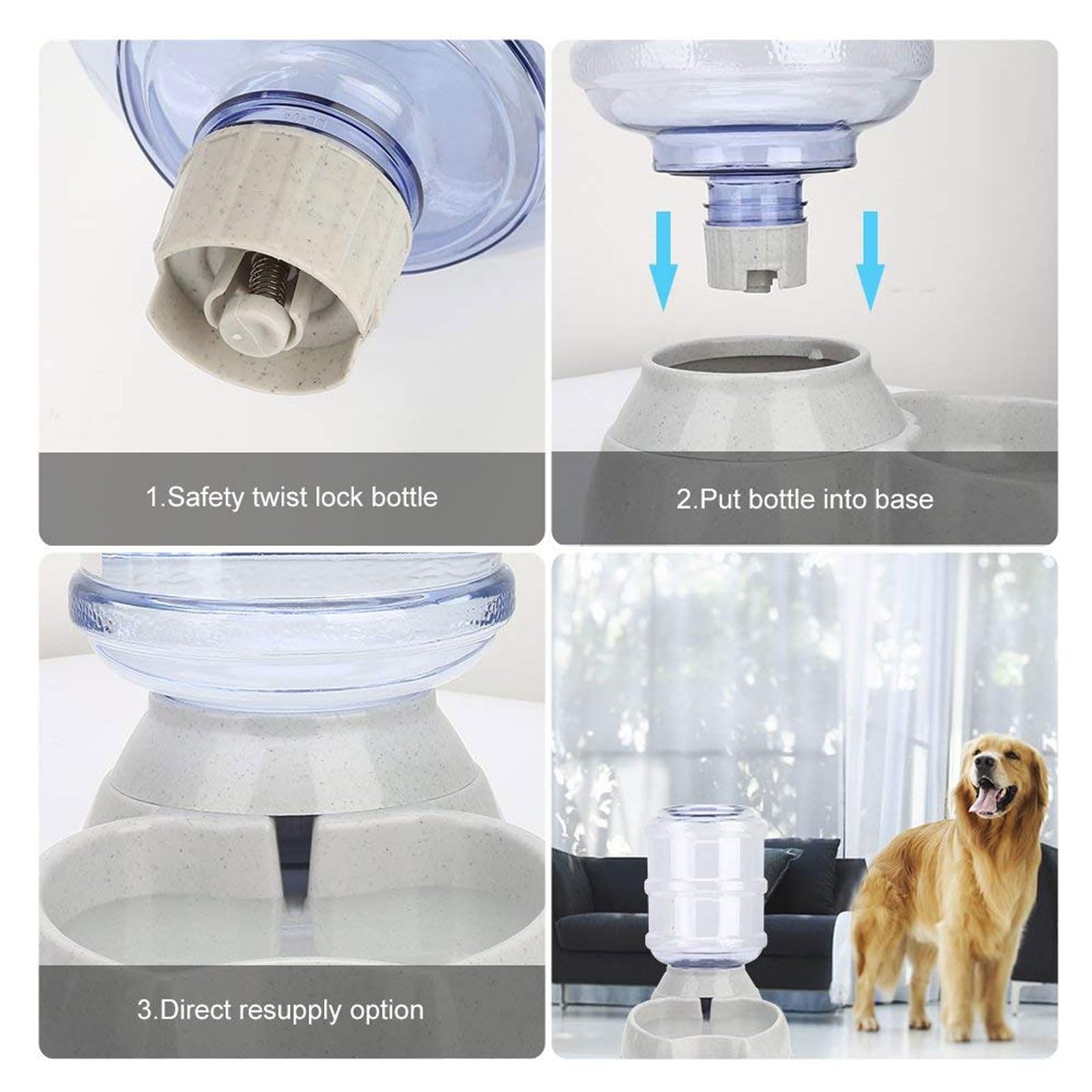 Dispensador de Agua for Mascotas, Cuenco for Gatos 3,8 l, dispensador automático for y Perros