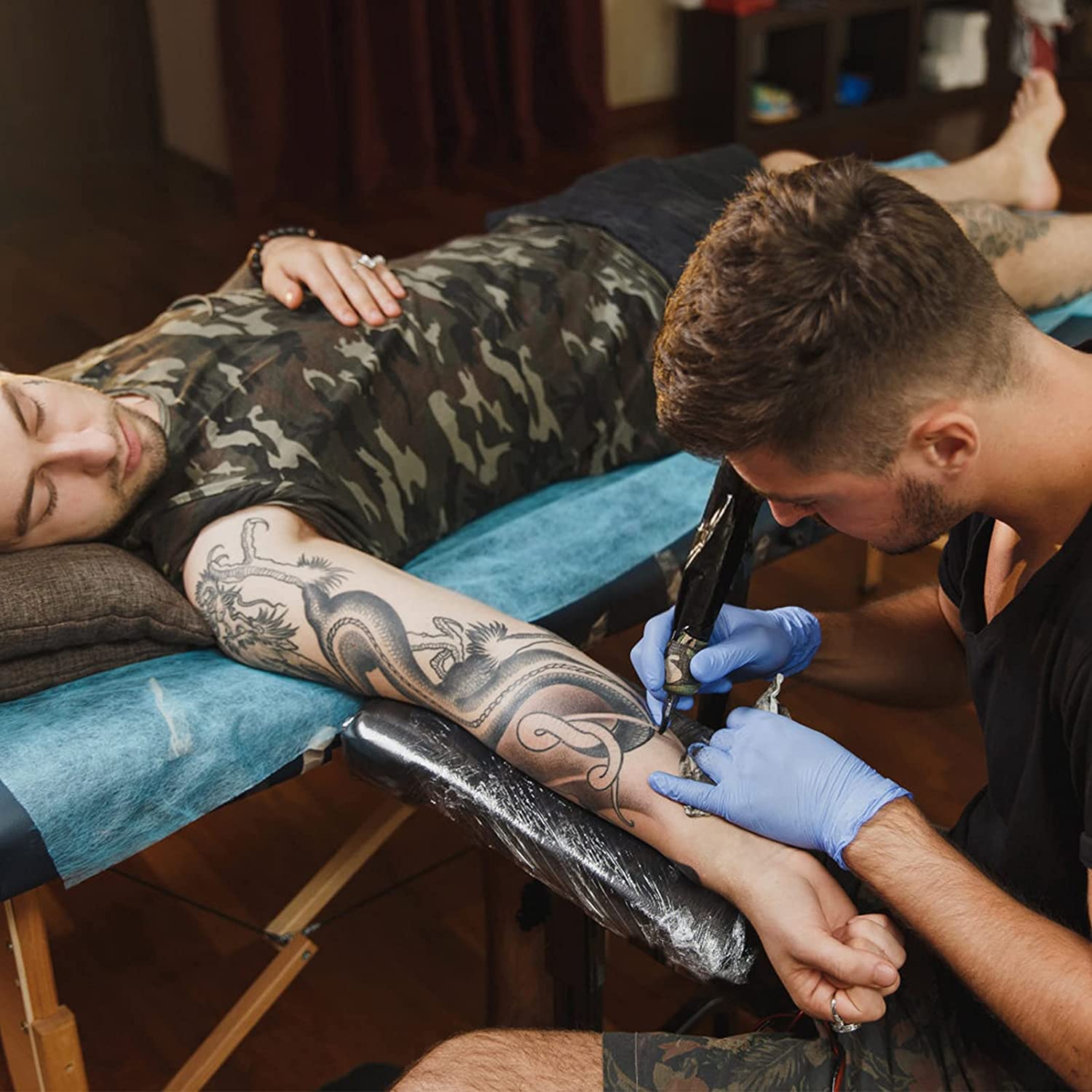 Reposabrazos para Tatuaje Profesional, Altura Ajustable Soporte para Reposapiés Brazo y Almohadilla Esponja Suave Reposabrazos Portátil para Brazo de Tatuaje