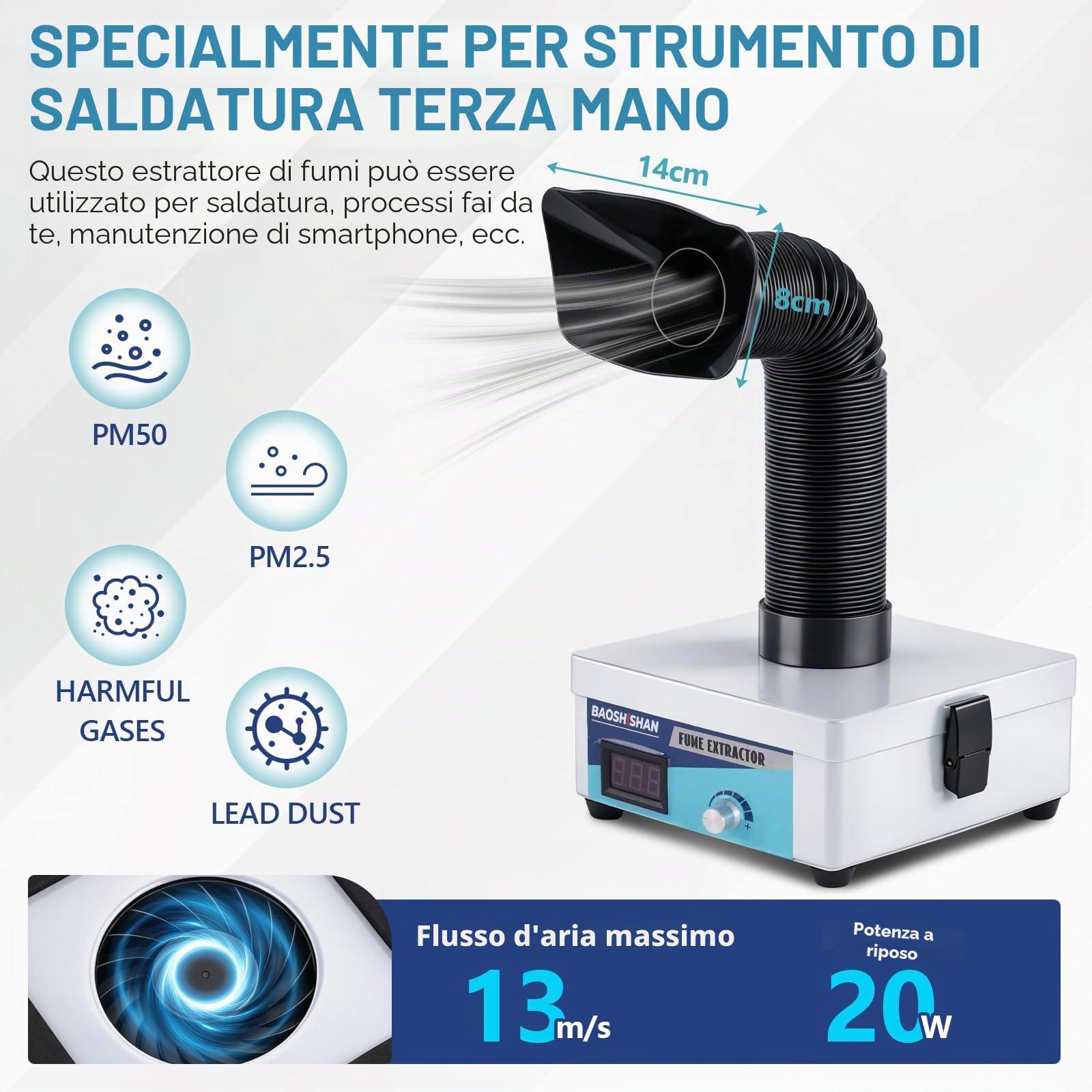 BAOSHISHAN Aspiratore fumi di saldatura, eliminazione fumi