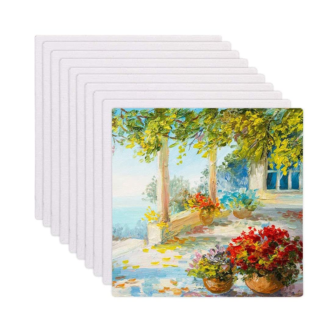 ELECDON 10PCS Canvas Panels, Multi Panel Canvas Boards for Painting Creative Blank Painting Panels Painting Canvas Pack for Kids Drawing & Writing Boards (10 ×10cm)