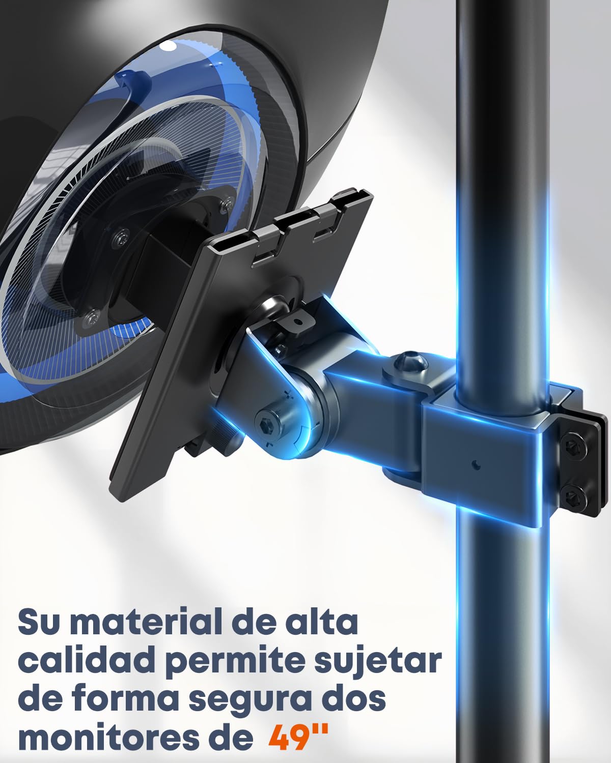 PUTORSEN Soporte de Pared para 2 monitores de 17 a 49 Pulgadas, Pantallas Planas y Curvas, 20 kg por Brazo, Soporte de Pared para monitores con Altura Regulable, VESA 75/100 mm, Negro