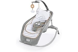 Bloom's Boutique Collection Plush Modern Baby Rocker & Stationary Seat with Vibrations, Easy Fold