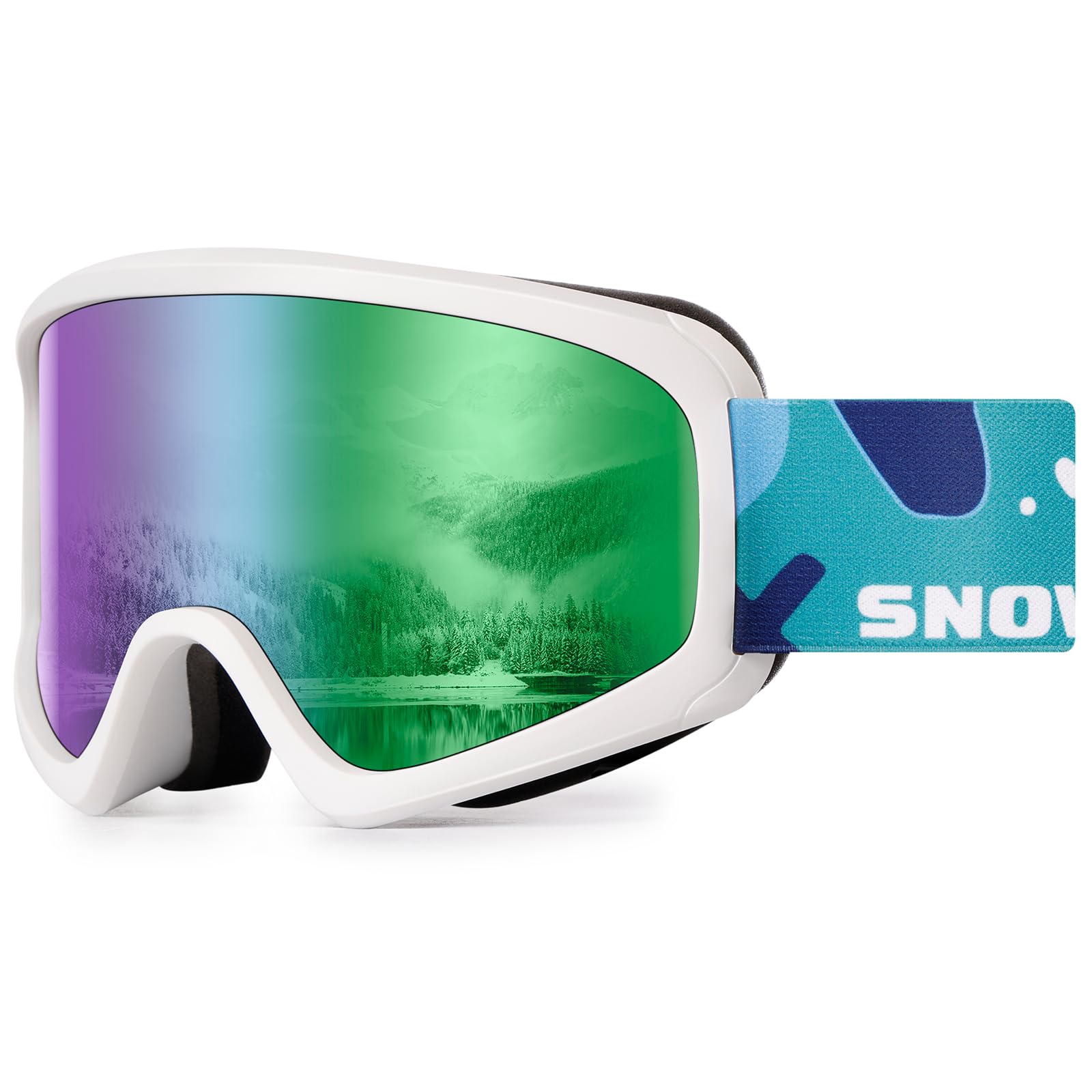 SNOWER Gogle narciarskie dla dzieci, przeciwmgielne gogle śnieżne z designem OTG, 100% ochrona przed promieniowaniem UV, soczewki HD dla dzieci, chłopców, dziewcząt