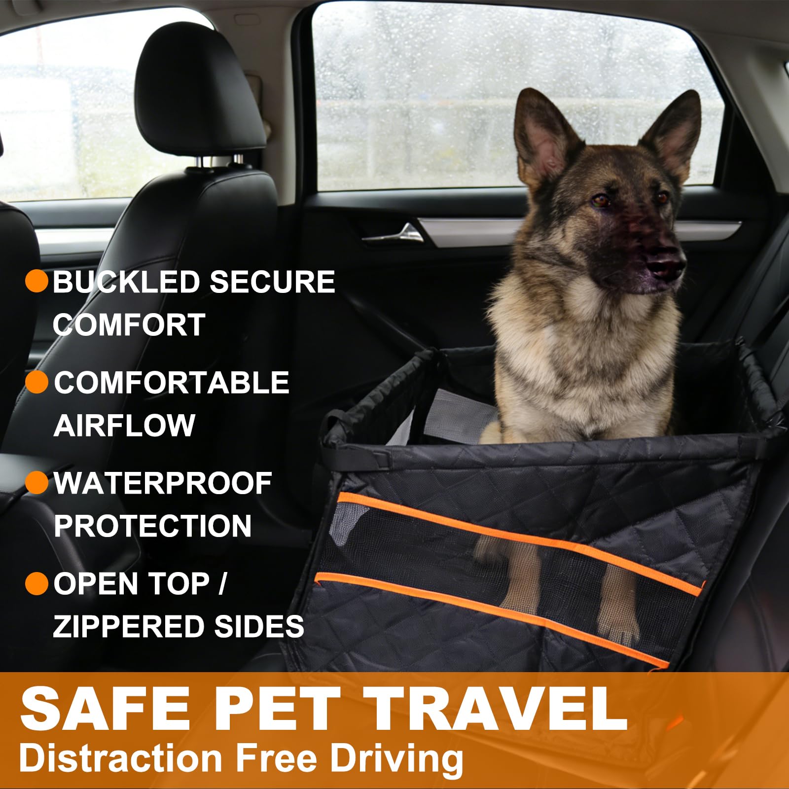 Siège arrière de voiture pour chien - Siège auto pour petits chiens - Extra stable - Avec ceinture de sécurité - Pliable - Pour petits animaux de compagnie - Imperméable