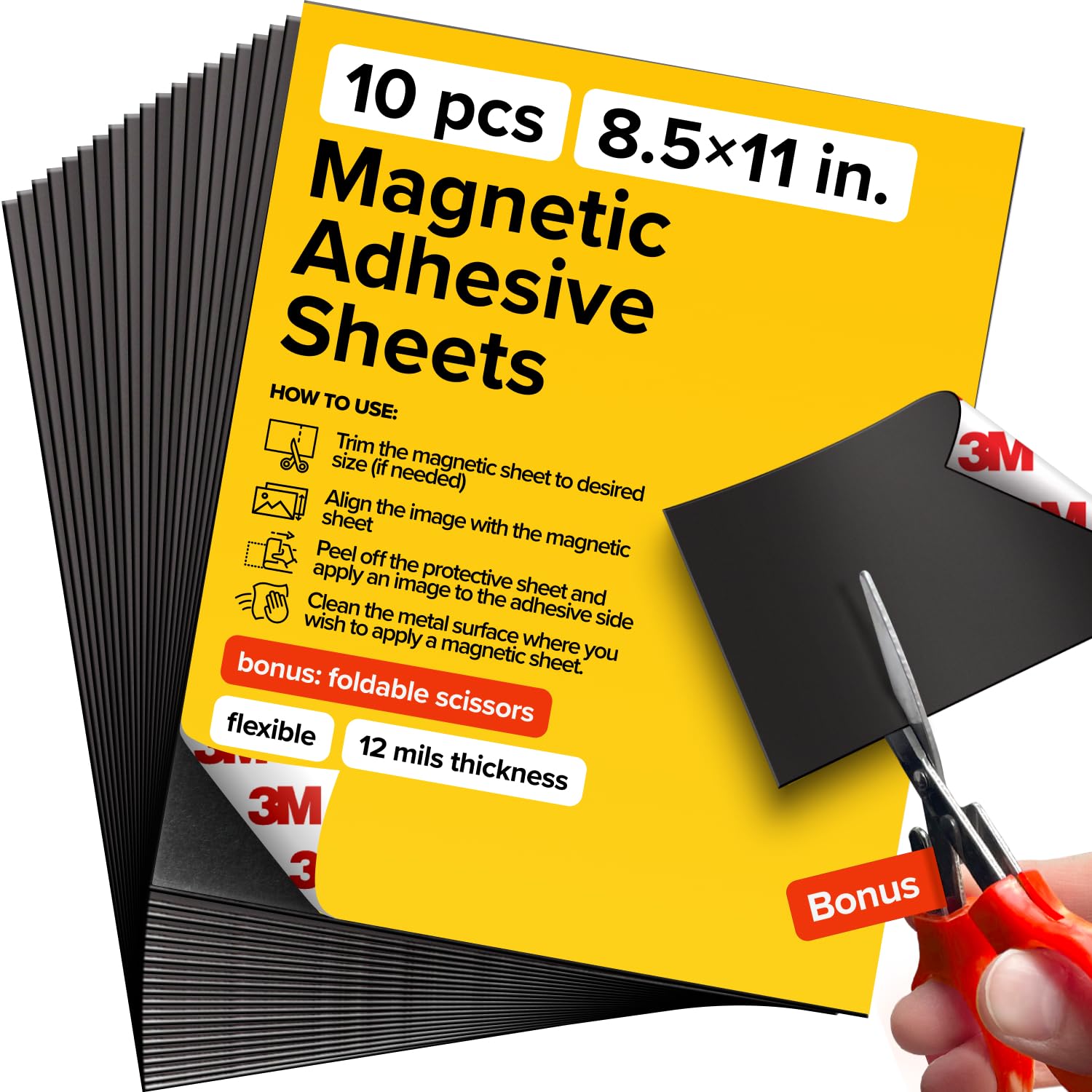 DIY Craft Magnetic Sheets with Adhesive Backing - 8.5x11" 10 Pack Adhesive Sheets for Magnetic Stickers and Photos - 100% Customizable