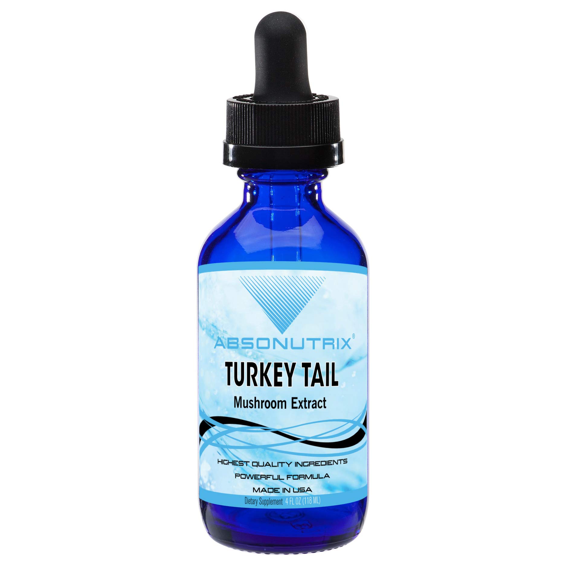 Absonutrix Turkey Tail Mushroom Extract Trametes versicolor 590 mg 4 Oz Made in USA 200 Servings per Bottle