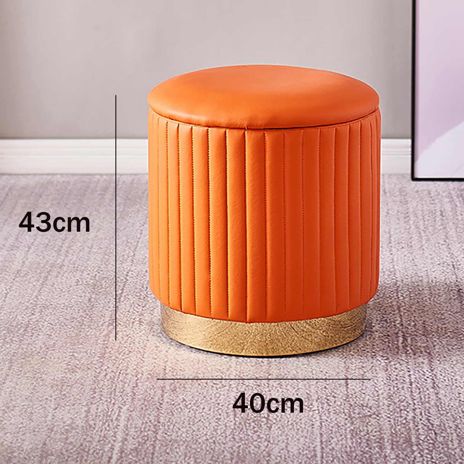 Amazon｜ラウンド収納スツール、合皮やわらかクッションオットマン