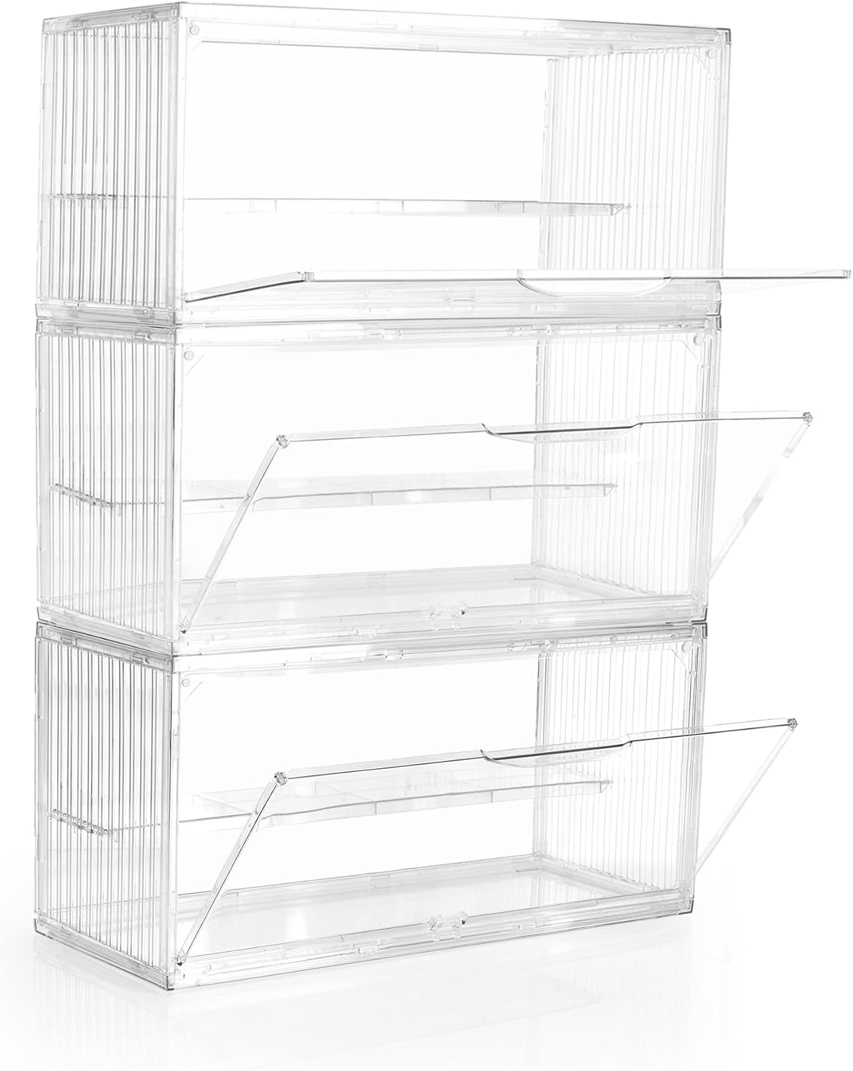 Acrylic Display Case, 2 Layer Adjustable Figure Display Case, Acrylic Display Box with Magnetic Door for Collectibles Action Figure |14.5 x 7.2 x6.3inches (3, 14.5 x 7.2 x6.3inches)