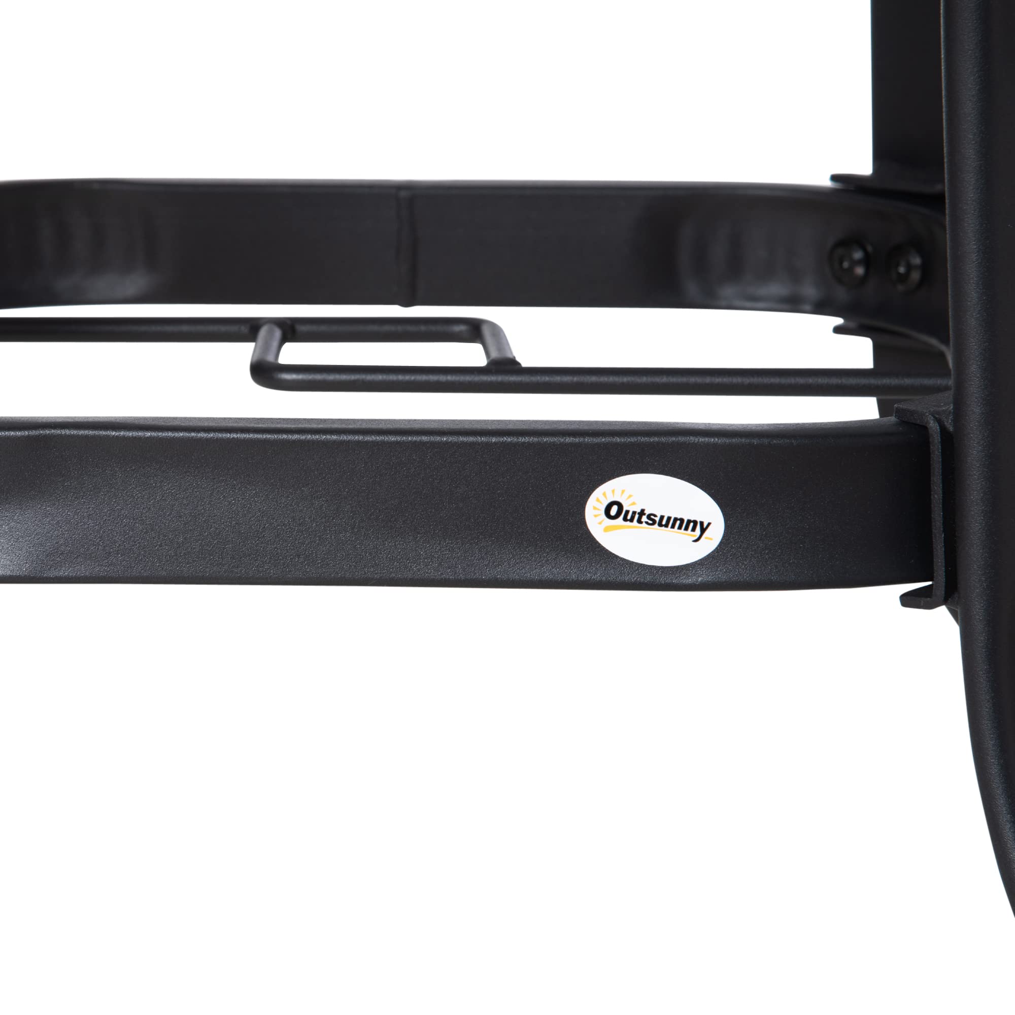 Outsunny Mesa de Cristal de Jardín con Agujero para Sombrilla Mesa para Comer Redonda con Marco de Acero para Exterior Terraza Balcón Ø106,5x71 cm Negro